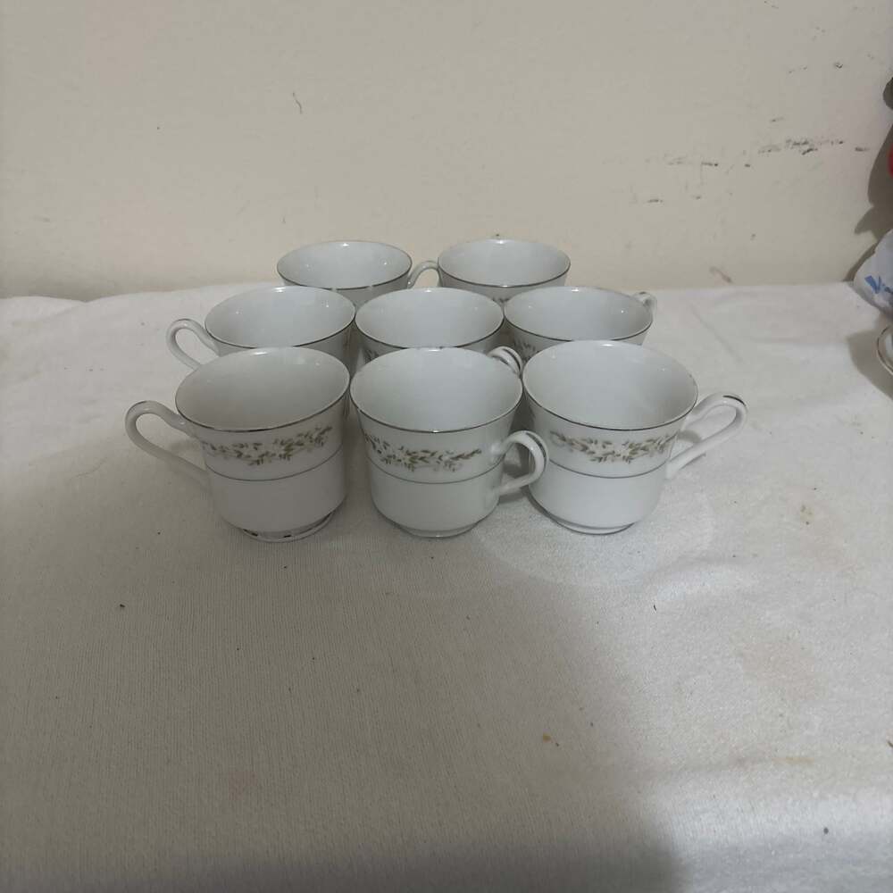 Set of 8 International Silver Co. Fine China 326 Springtime Teacups Japan